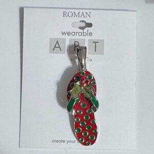 Roman Wearable Art Flip Flop Pendant - Red and Green